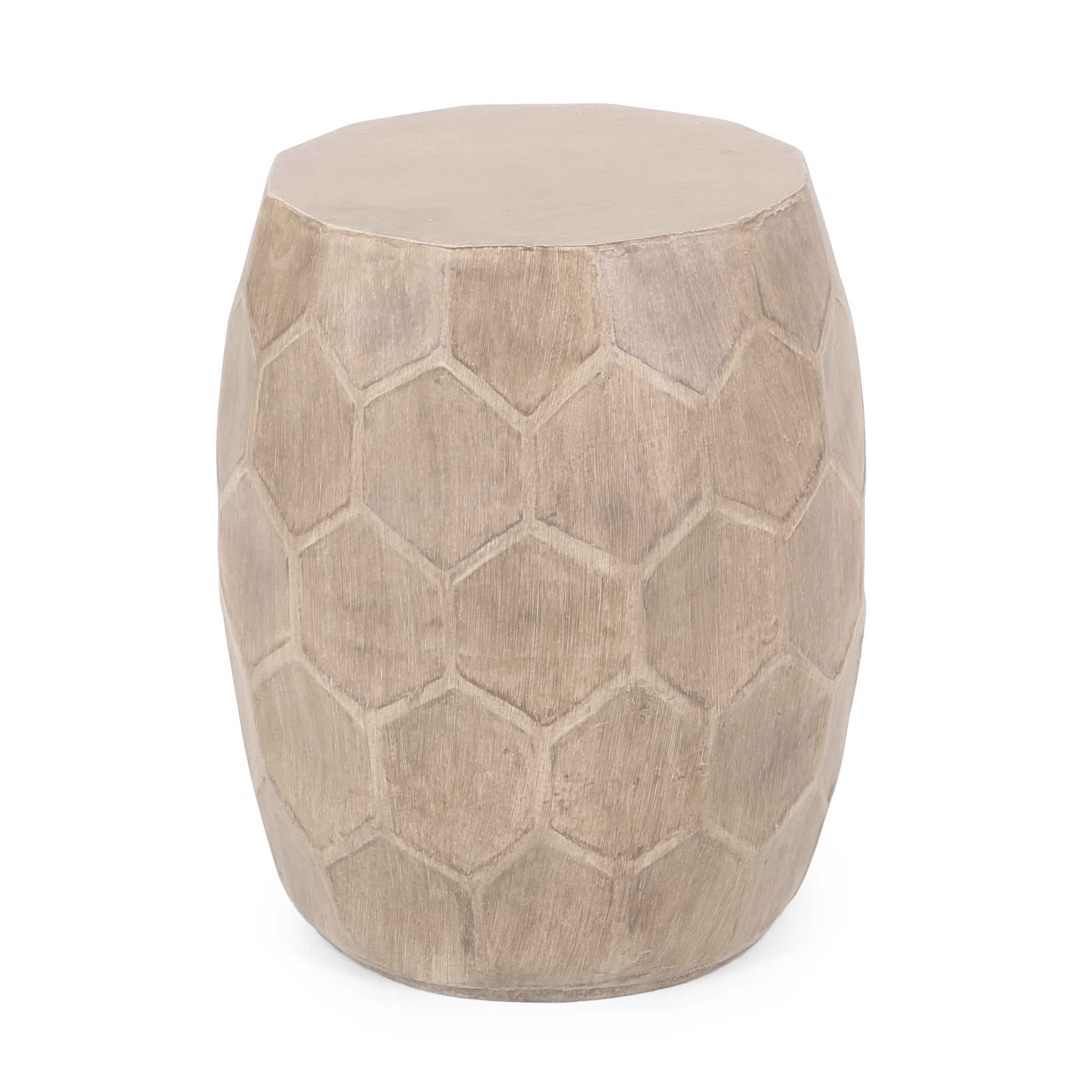 Outdoor Honeycomb Pattern Side Table, Lightweight Concrete Craft for Patio Garden, Natural