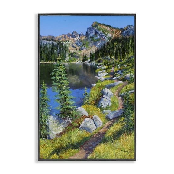 Stupell Industries Alpine Lake Landscape Landscape & Nature Painting Black Framed Art Print Wall Art, 12 x 18