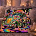 thumbnail image 6 of surreal Hippie Van Life Road Trip decorative motif Celestial, Festive Botanical Garden Scene, Warm Flannel Blanket for Sunroom and Reading Nook, Garden Lovers Housewarming Gift, Botanical Home Decor, 6 of 9