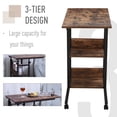 thumbnail image 6 of HOMCOM C-Shaped Mobile Sofa Bed Side Table Adjust Height 3-Tier Cart w/ Brake, 6 of 10