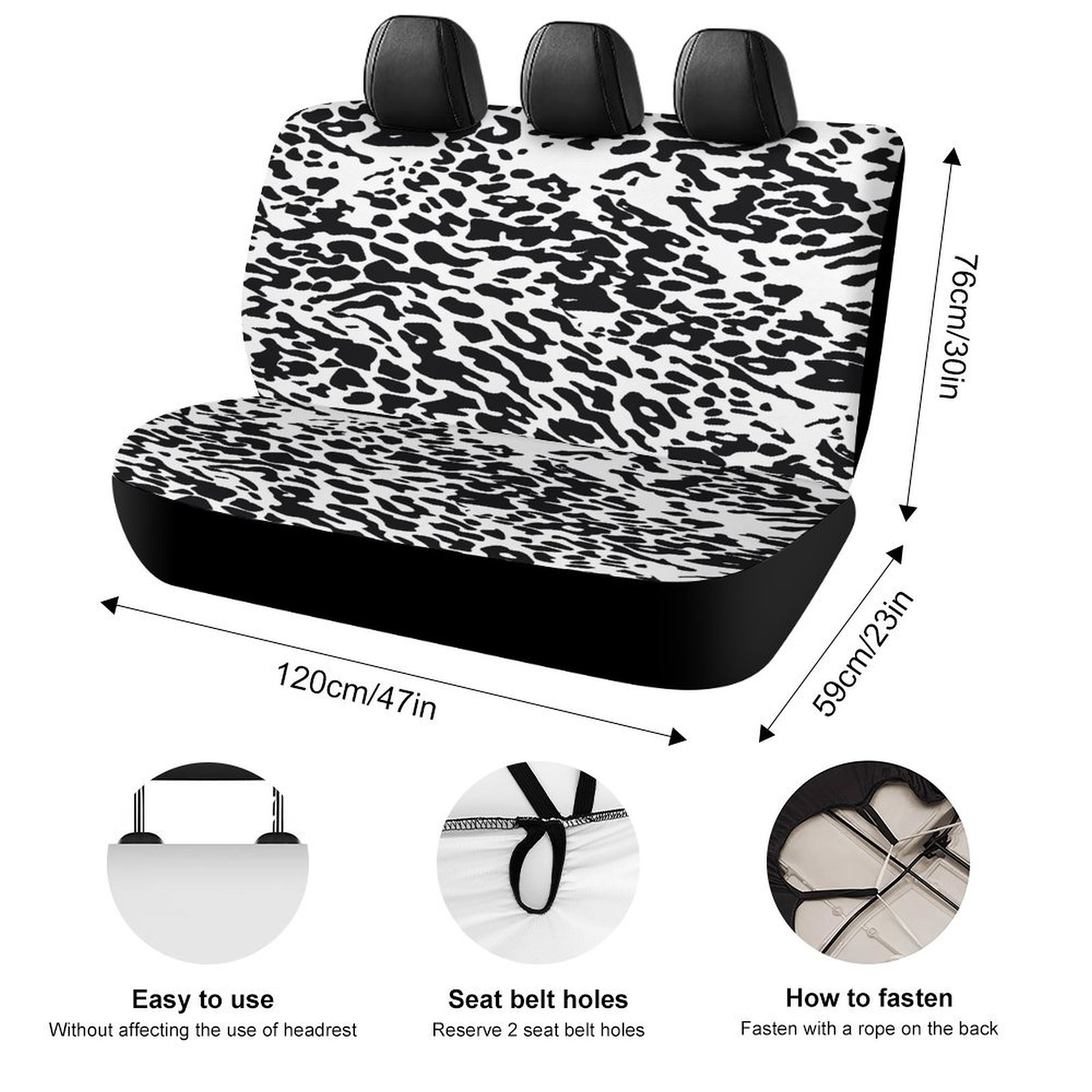 Animal Print Patterns Printed Universal Back Bench Car Seat Cover Pack of 2 Rear Seat Covers for for Most Cars,Trucks,SUVs Or Van