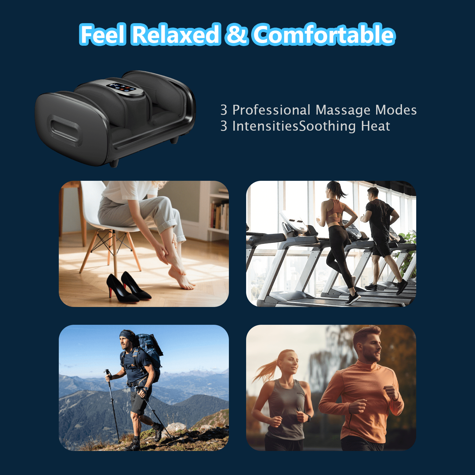 Laxodor Shiatsu Foot Massager, 3-in-1 Massager with Heat and Cold Pack, Circulation and Pain Relief for Legs, Feet, Calf and Ankle, FSA HSA Eligible, Gifts for Women & Men, Gray