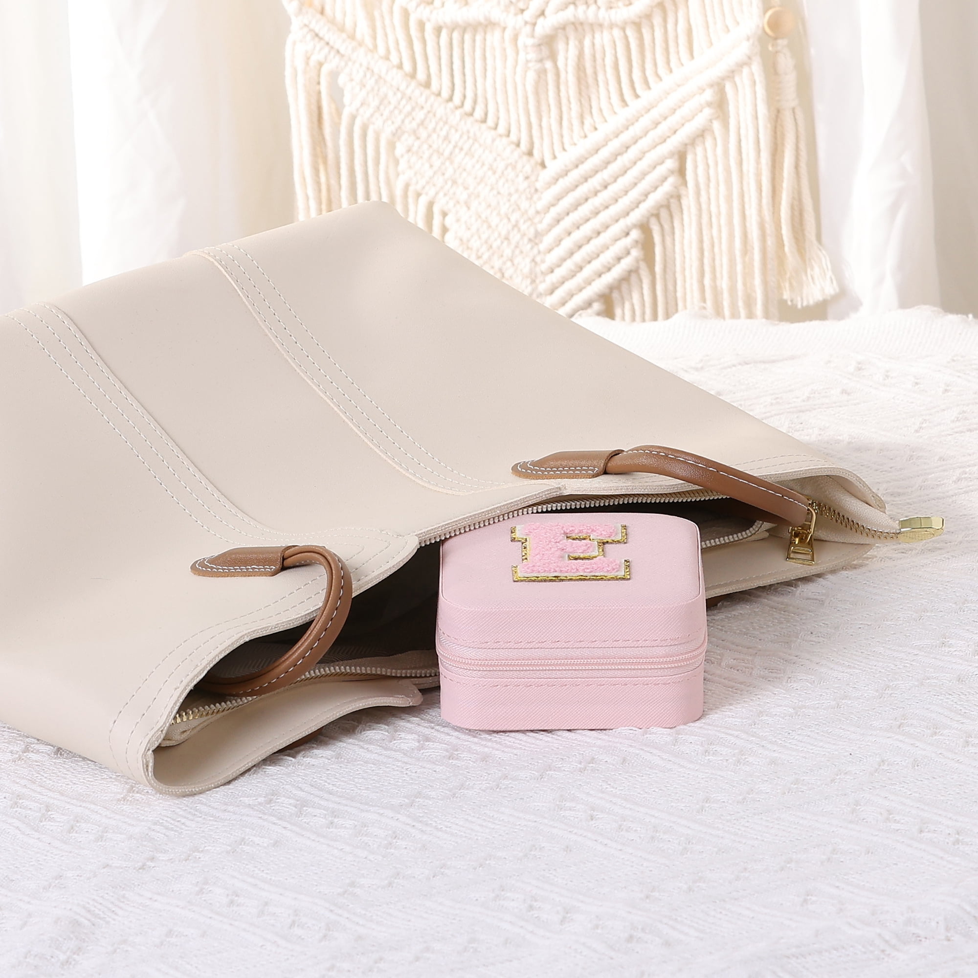 Unique Bargains Jewelry Box Small PU Leather Jewelry Organizer Case Storage Display Holder Pattern E
