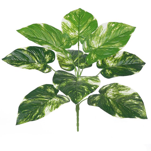 Planta artificial Hoja Oficina en casa Verdor Decoración Banquete de boda Planta falsa de plástico, Punto blanco, Árbol de hoja perenne kenally HA6782-08B