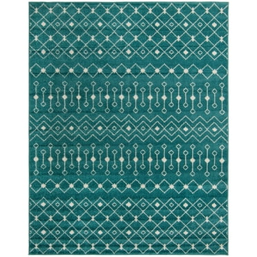 Rugs.com Moroccan Trellis Collection Rug – 8' x 10' Turquoise Medium Rug Perfect For Living Rooms, Large Dining Rooms, Open Floorplans