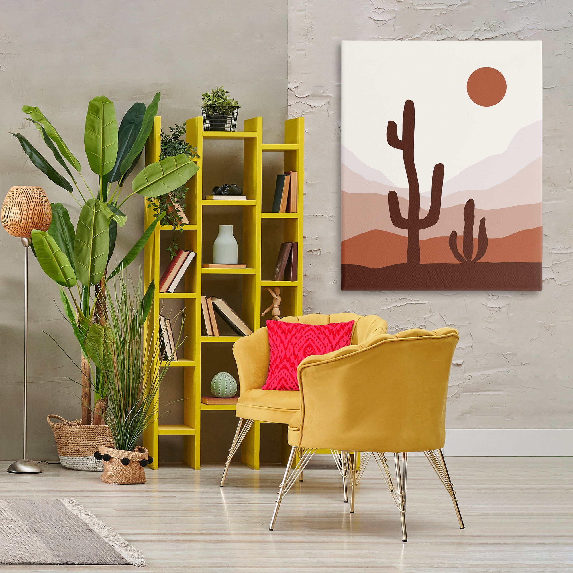 Stupell Industries Sun Over Desert Life Abstract Painting Wrapped Canvas Art Print Wall Art, 36 x 48