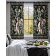 thumbnail image 3 of Black Spring Floral Sheer Curtains 45 Inch Length 2 Panels Set for Living Room/Bedroom, Elegant Pastoral Flowers Birds Watercolor Kitchen Curtains Grommet Curtains Window Treatments 42"x45"x2, 3 of 7