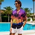thumbnail image 5 of KUIFORTI Hawaii Matching Couple Outfits Sunset Palm Tree His and Hers Summer Outfits Short Sleeve Button Down Soft and Comfortable Fit for Outdoor Picnic Washable, 5 of 7