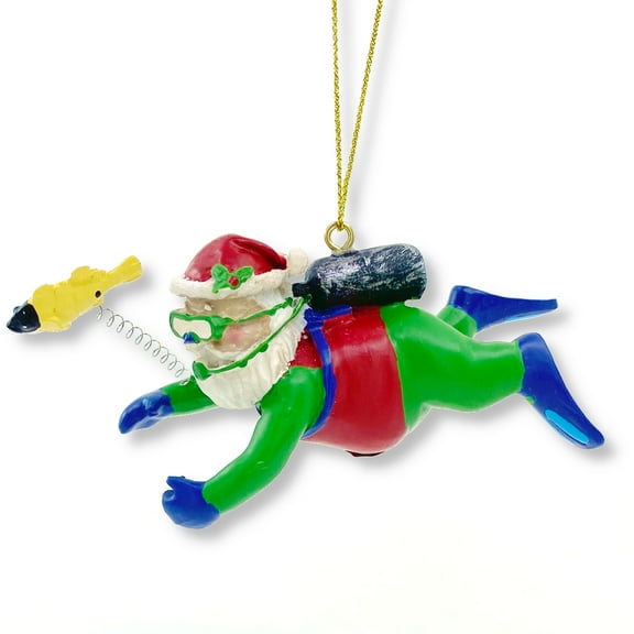 Diver Ornament - Santa in Scuba Gear Christmas Tree Hanging Figurine