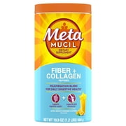 Metamucil Fiber Supplement with Collagen, Fiber Powder, Sugar Free Orange, 60 Servings