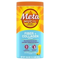 Metamucil Fiber Supplement with Collagen, Fiber Powder, Sugar Free Orange, 60 Servings