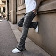 thumbnail image 7 of Men's Flared Jeans Slim Fit Bell Bottom Denim Pants Stretch Straight Leg Baggy Jeans Casual Summer Zipper Hem Denim Trousers, 7 of 7