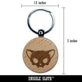 thumbnail image 2 of Cat Skull Ears Bones Skeleton Engraved Wood Round Keychain Tag Charm, 2 of 6