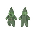 thumbnail image 2 of Cjfdfy Newborn Baby Boy Girl Christmas Outfits Christmas Elf Costume Long Sleeve Doll Collar Romper With Hat Infant 2Pcs Cute My Christmas Fall Winter Outfit 0-18M, 2 of 9