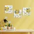 thumbnail image 3 of Visual Art Decor Yellow and Gray Daisy Flower Wood Framed Canvas Wall Art Clearance Pictures Poster Prints for Bathroom Bedroom Painting Girl Room Gallery Poster Artwork Ready to Hang 12"x12"x3 Pcs, 3 of 9