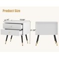 thumbnail image 2 of White Night Stand, Nightstand with 2 Drawer, Modern Striped Large Bedside Table with Exquisite Metal Handles and Metal Legs 19.69 ''W x 15.75 ''Dx 21.26 ''H, 2 of 7
