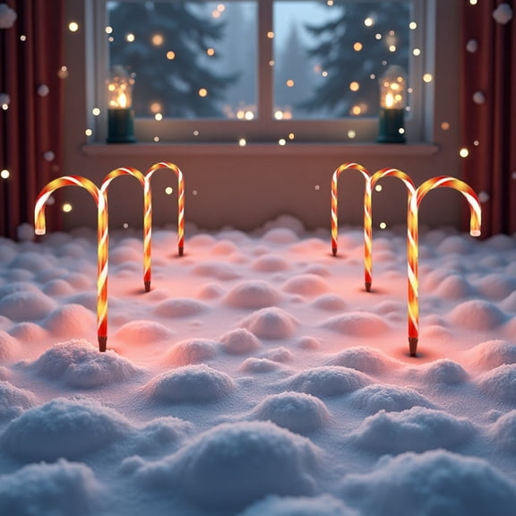 6 Pcs 23 Inch Lighted Candy Canes, Outdoor Christmas Pathway Markers with Ground Stakes, Festive Red & White LED Decor for Yard and Garden