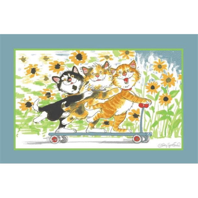 La Rug WW-04 3958 39 in. x 58 in. Wags and Whiskers Duckport Kitties Take A Ride Rug
