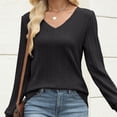 thumbnail image 6 of Oiangi Women's V Neck Sweater Long Sleeve Slim Fit Knit Shirts Cozy Warm Basic Base Layer Pullover for Winter Black 2XL, 6 of 6