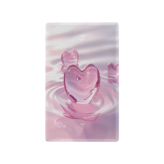 Pink Heart-shaped Glass Light Switch Cover Switch Plate Outlet Cover Plug Cover for Electrical Outlet
