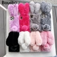 thumbnail image 2 of Boucho-Funda de piel peluda para iPhone, carcasa bonita y cálida de conejo para iPhone 14, 12, 13 Pro Max, XS, 11 Pro, SE, 6, 6S, 7, 8 Plus, X, XR, 5, 5s Fivean unisex, 2 of 2