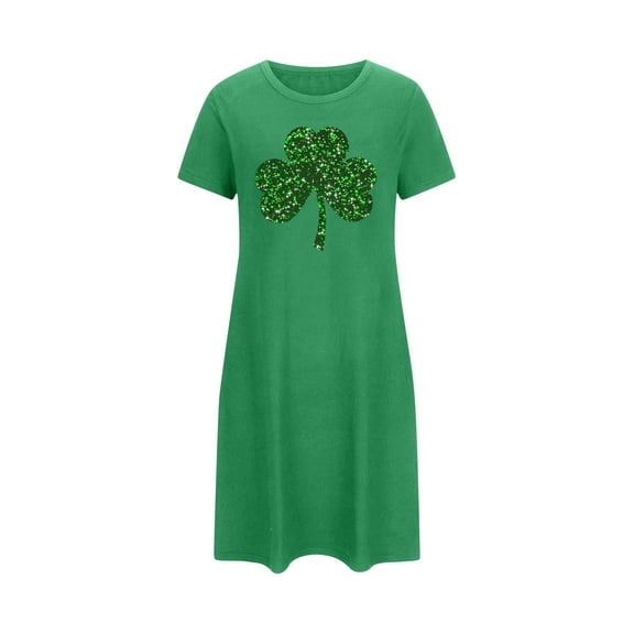 Blmnix Plus Size Nightgowns Womens Sleep Shirts Sleepshirts St. Patrick Nightgown Below-the-Knee Short Sleeve Green Crew Neck Cute Nightgowns for Women,XXXXL