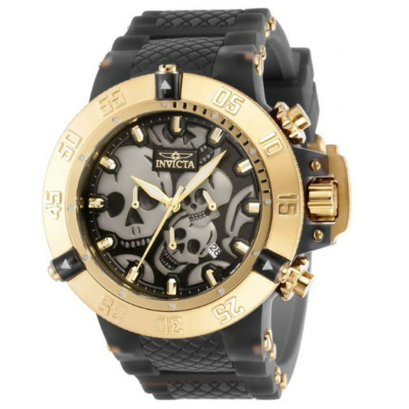 Invicta Subaqua Chronograph Quartz Black Dial Skull Men's Watch 37327