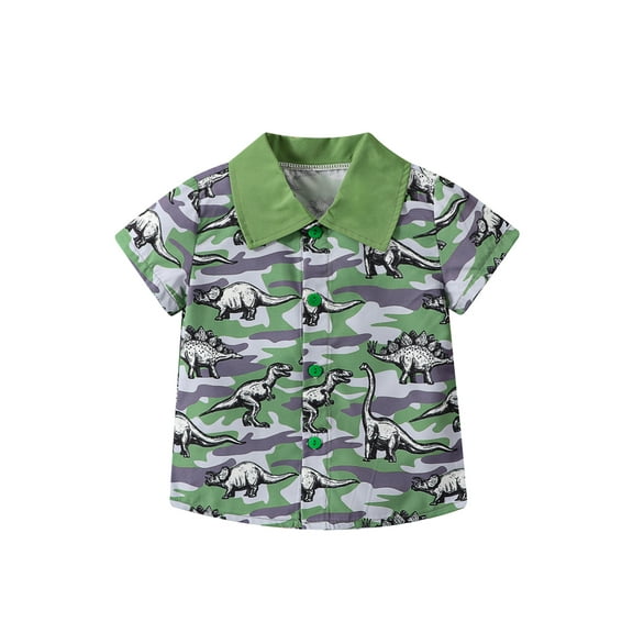 Bagilaanoe Toddler Baby Boy Summer T-shirt 1T 2T 3T 4T 5T 6T Kids Dinosaur Print Short Sleeve Shirt Casual Tops