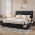 thumbnail image 4 of VECELO Queen Size Bed with 4 Storage Drawers Upholstered Platform Bed Adjustable with Nailhead Trim Headboard Wooden Slats Support Bed Frame, Black, 4 of 10