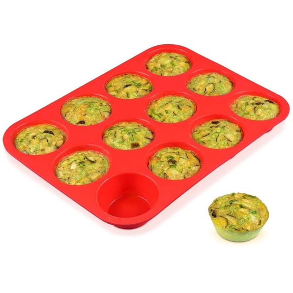 12-Cavity Silicone Baking Pan - Food Grade Round Silicone Muffin Mold, Non-Stick Surface, Easy Release, Heat Resistant, Flexible, Easy To Clean For Diy Baking Projects - For Home