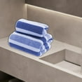 thumbnail image 2 of Ngheia Striped Blanket Blue C, "Coral Fleece Striped Three Color Wide Strip Towel Towel Set" Thickened Soft Absorbent and Quick Drying Home Bathroom Couple Model, Towel 35*75+Bath Towel 70*140, 2 of 4