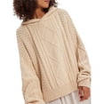thumbnail image 1 of Sudadera con Capucha de Punto para Mujer, Suéter de Larga con Cable, Tops Casuales y Holgados Albaricoque S, 1 of 8