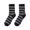 thumbnail image 5 of Womens Fuzzy Crew Socks Fluffy Striped Warm Cozy Winter Socks Soft Plush Thick Casual Lounge Socks (Black), 5 of 5