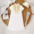 thumbnail image 4 of WOYY Toddler Boys Thobe Robe Embroidery Short Sleeve Shirt Long Kufi Robe, Sizes 2-3T, 4 of 8