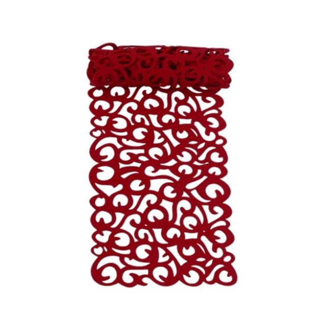 yuksok Hollow Placemats Household Decorations, 40x11 inch Simple Washable, Rectangle Table Runners Table Mats for Kitchen Dining Home Wedding Desk Red