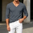 thumbnail image 2 of Kosheko Men's V-Neck Mesh Breathable Long-Sleeve Tee, Moisture Wicking Quick-Dry Fabric for gym practices Gray XXXXL, 2 of 9