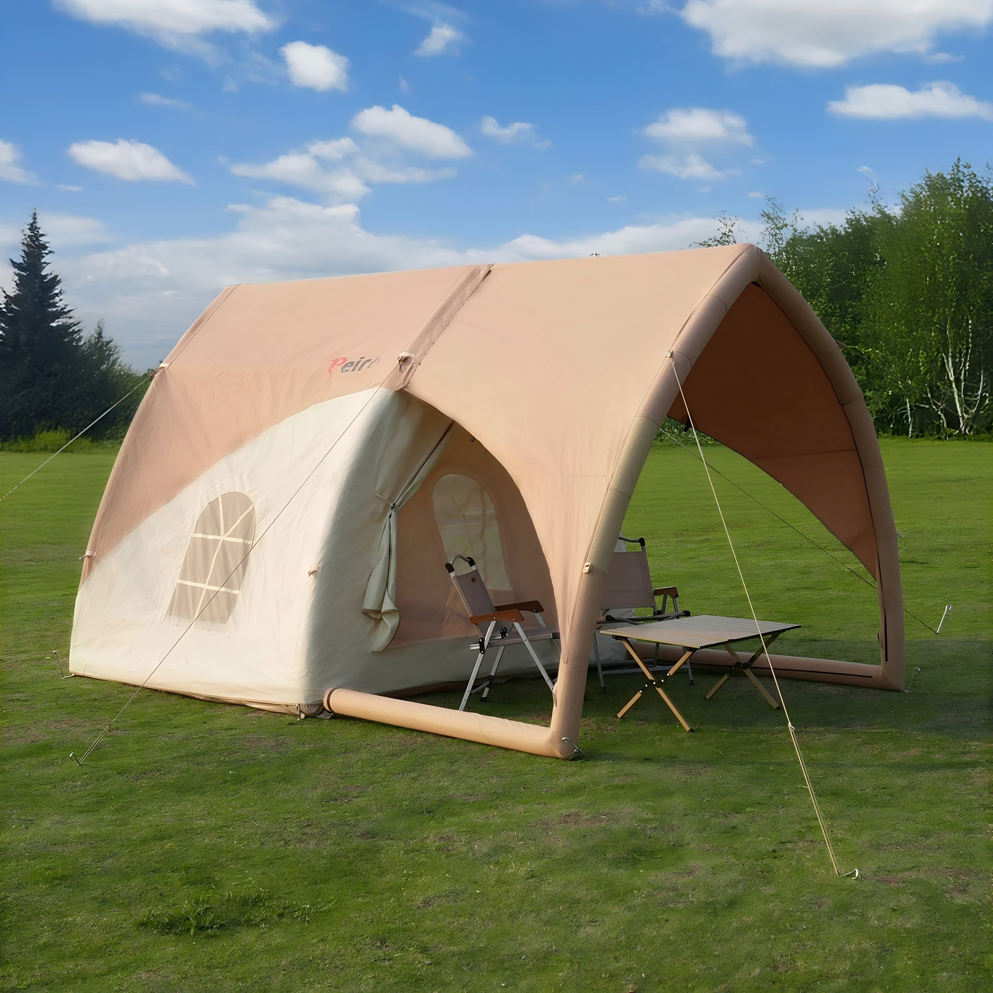 Mini Villa-Style Inflatable Tent,One Bedroom, One Living Room,Windproof, Sun-Resistant, and Breathable