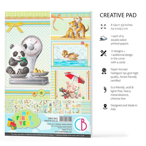 Ciao Bella My First Year Creative Pad A4 9/Pkg Craft Paper