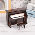 thumbnail image 3 of Piano vertical en miniatura de madera Mini instrumento musical modelo regalo para niños decoración del hogar marrón, 3 of 4