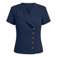 thumbnail image 4 of GUACER Womens Linen Cotton Short Sleeve Blouses Asymmetric Button Front V-Neck Tops for Casual Summer Shirts, 4 of 6