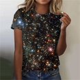 thumbnail image 2 of Womens Galaxy Space Print T-Shirts Short Sleeve Crewneck Graphic Tees Casual Summer Fashion Tops 2025, 2 of 5