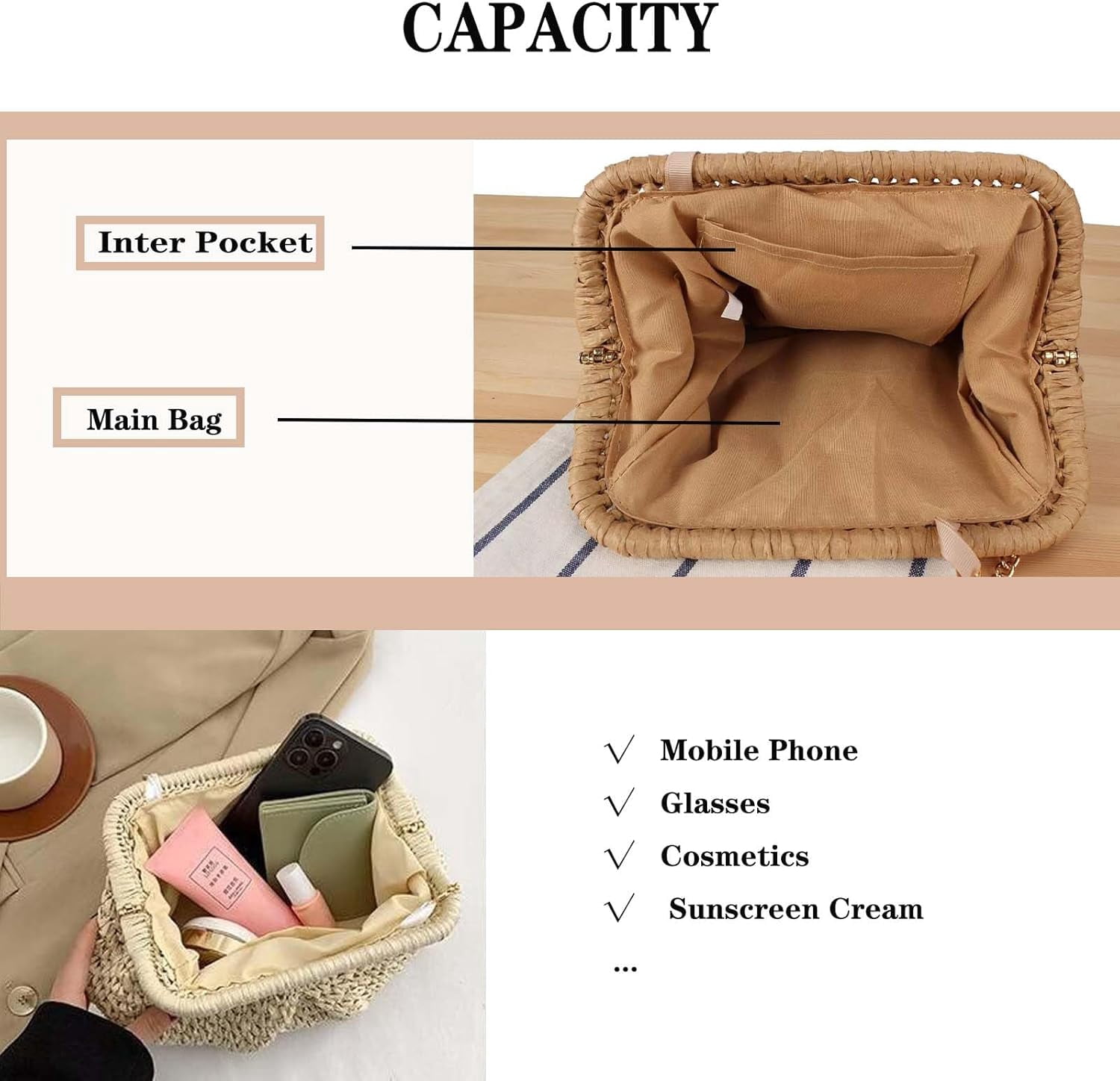 Straw Clutch Purse for Women Cloud Dumpling Pouch Beach Crossbody Shoulder Bag Summer Beach Clutch Woven Handbag
