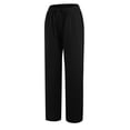 thumbnail image 4 of Lumtrix Linen Pants Women Drawstring Wide Leg Trousers Straight Casual Pleated Pants Cotton Summer Lounge Pant With Pockets Black S, 4 of 5