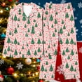 thumbnail image 4 of Womens Christmas Pajamas Bow Santa Print Long Sleeve Pajamas Sets Cute Christmas Pants 2 Piece Pj Set Pajama Party Loungewear Pj Set Soft Plaid Pants Sleepwear with Pockets, 4 of 5