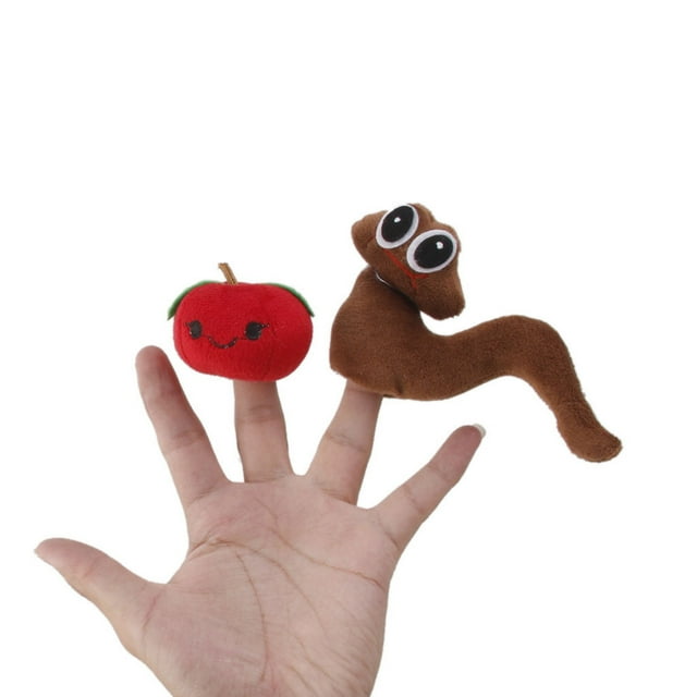 serony Ensemble de 2 Marionnettes à Doigts Conte Marionnettes à Doigts Conte Ver et Apple