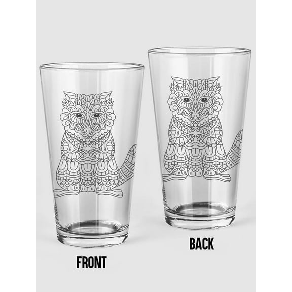 Smartprints Pattern Raccoon Pint Glass -Image by Shutterstock, 16 oz Transparent Glass
