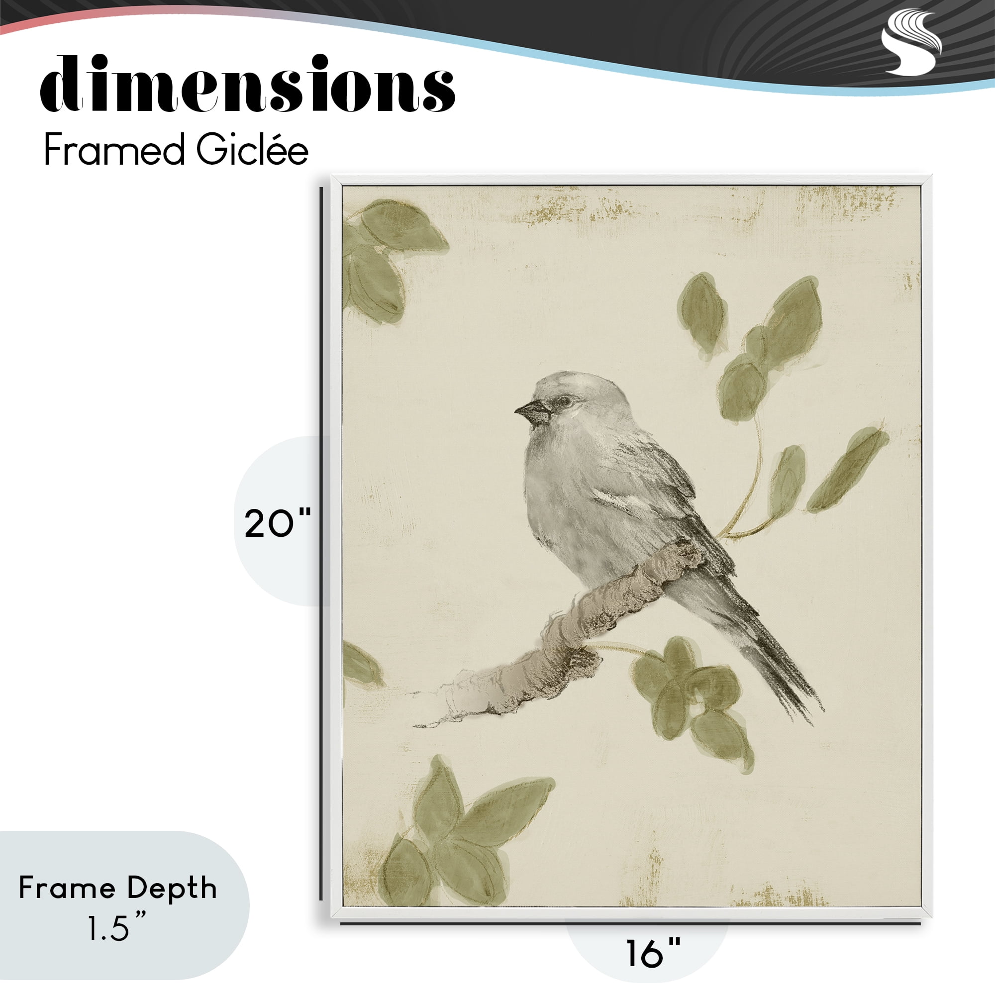 Stupell Industries Bird Scene on Neutral White Framed Giclee Art, design by Lanie Loreth