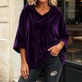 thumbnail image 4 of VBVC Women's Oversized Velvet Hooded Pullover , Casual Batwing Sleeve Tunic Top For Women , Ladies' Relaxed Fall Winter Sweatshirt with Pockets, Purple , S-2XL, 4 of 8