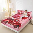 thumbnail image 4 of Feelyou Romantic Gnome Kids Bed Sheets, Love Heart Balloon King Sheets, Rose Floral Truck Sheet Set, Microfiber Bedroom Decor, 4 Pieces, 4 of 7
