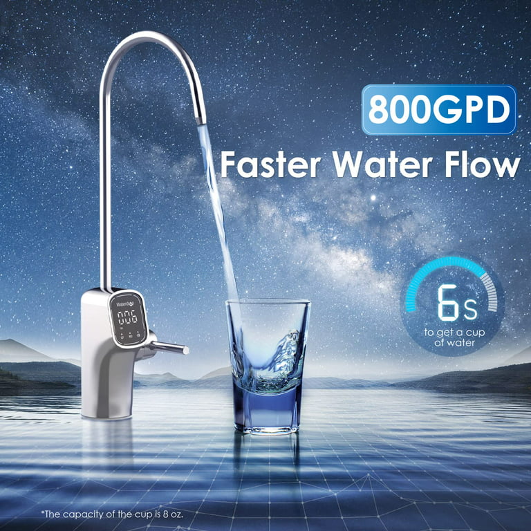 800 GPD Tankless RO System with UV Sterilizing Light and Large Faucet  Screen - Waterdrop G3P800